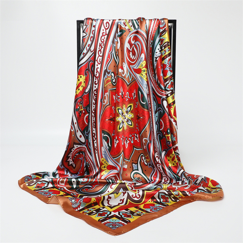 90cm Fashion Printed Big Squar - đánh giá và giá Silk Scarf Square