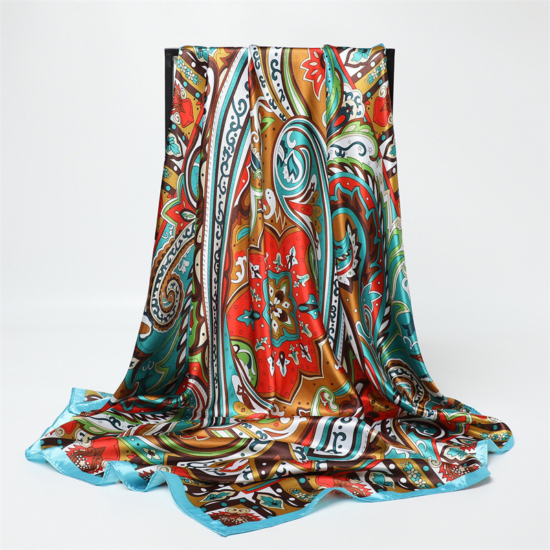90cm Fashion Printed Big Squar - đánh giá và giá Silk Scarf Square