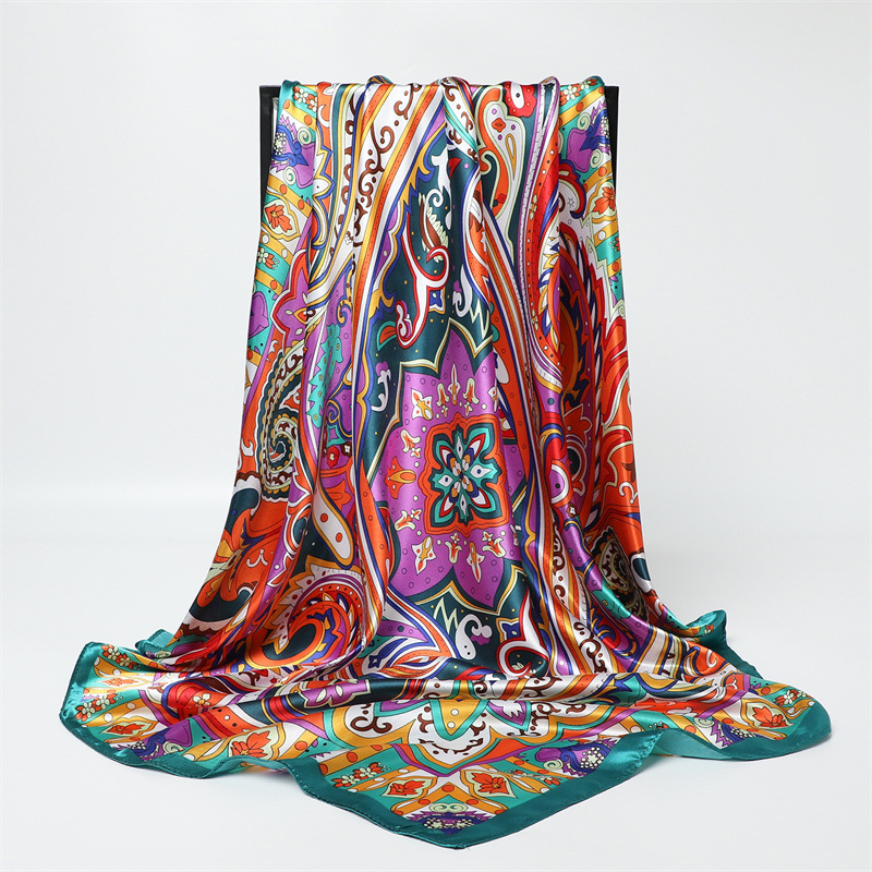 90cm Fashion Printed Big Squar - đánh giá và giá Silk Scarf Square