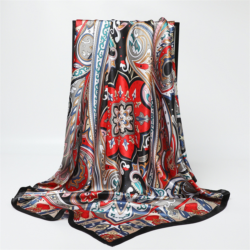 90cm Fashion Printed Big Squar - đánh giá và giá Silk Scarf Square