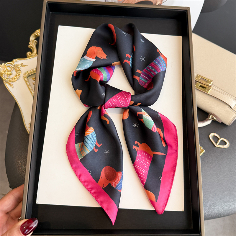 Fashion Wiener Dog Print Banda - đánh giá và giá Silk Scarf Square